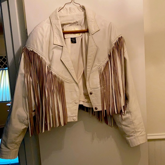 👘 WHITE FANTASIA GENUINE LEATHER/SUEDE JACKET! - Picture 1 of 2